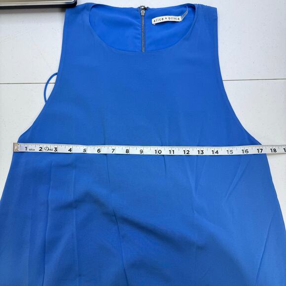 Alice + Olivia Fletcher Silk Blue Low Racerback Tunic Dress Women's Large Soft - Picture 8 of 9